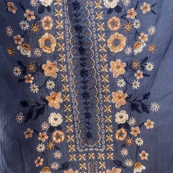 J. Jill Wildflower Embroidered 3/4 Sleeves Oversized Top Size S - Picture 6 of 8